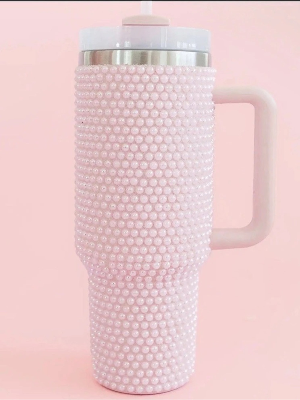 Rock Paper Scissors Pink Pearl Tumbler with Handle – Brand New